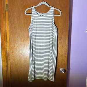 Chic Striped Gray Midi Dress